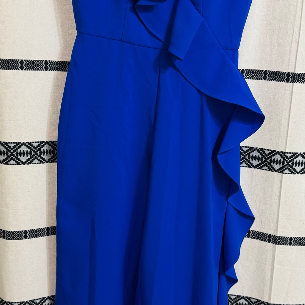 Aidan Mattox Royal Blue Ruffle Jumpsuit